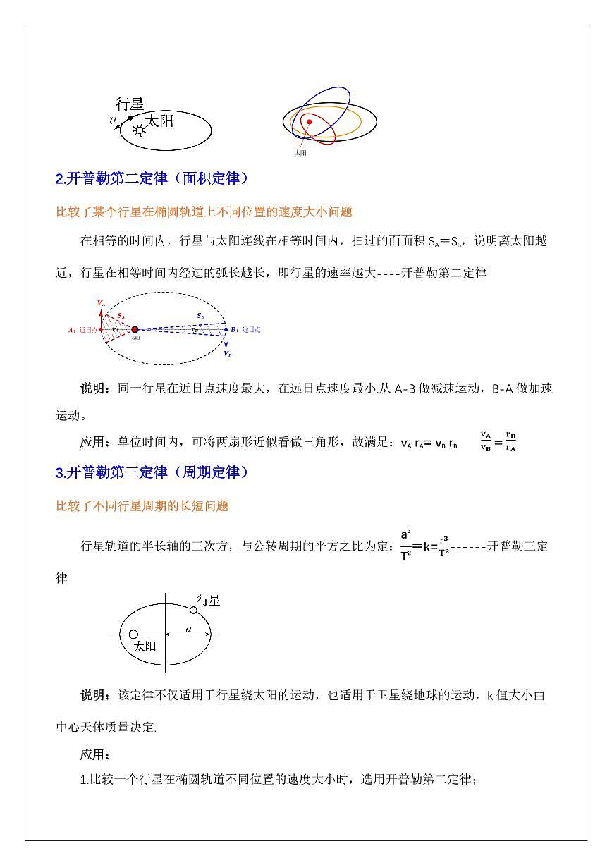 7.1行星的运动规律（教师版） 2024届高考物理一轮复习讲义第2页