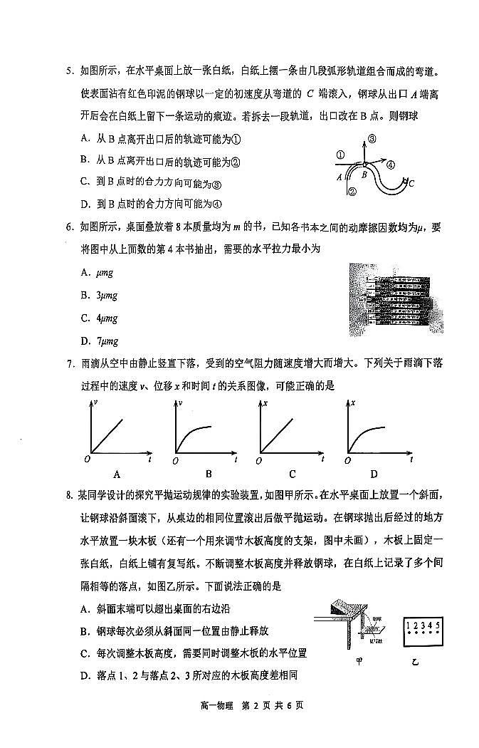 江苏省徐州市2024-2025学年高一上学期1月期末考试物理试题第2页