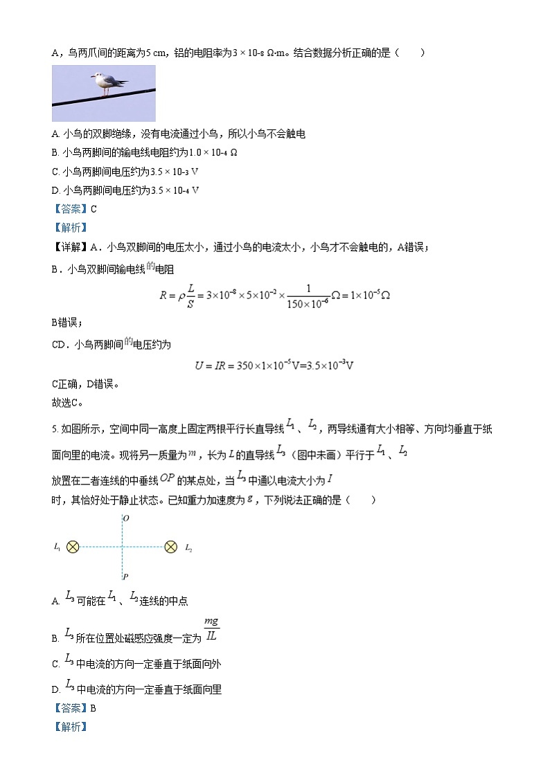 重庆市西南大学附属中学2025届高三上学期一诊模拟物理试卷（Word版附解析）第3页