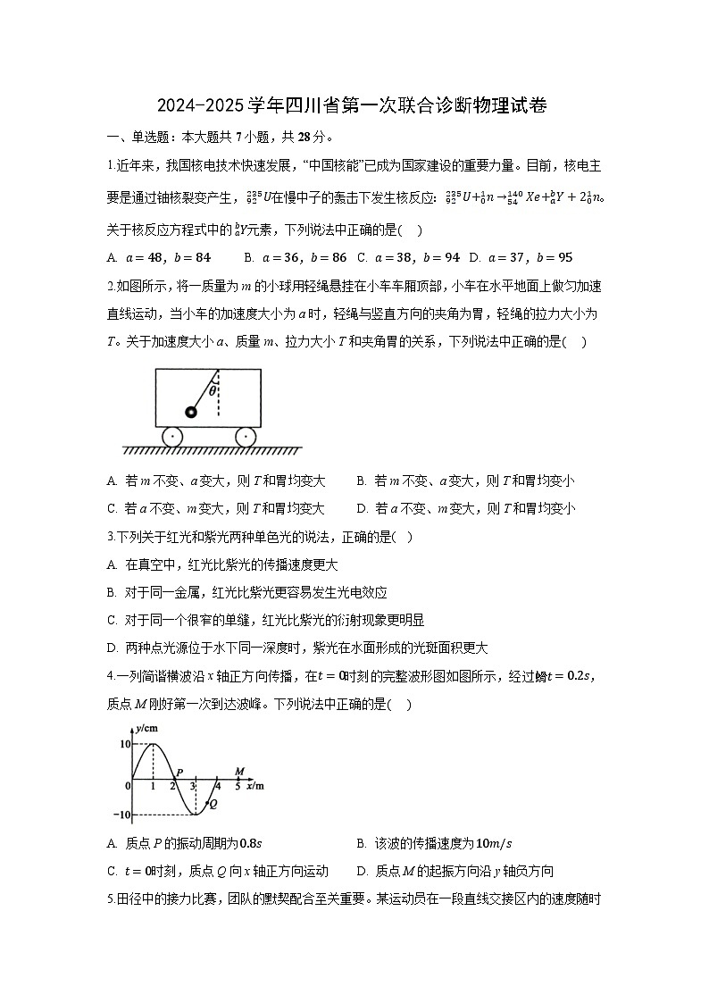 2025届四川省高三上学期第一次联合诊断性考试月考物理试卷（解析版）第1页