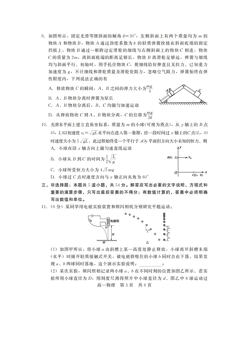 2024~2025学年第一学期河北省NT20名校联合体高一年级期末考前实战大演练（图片版）物理试卷第3页