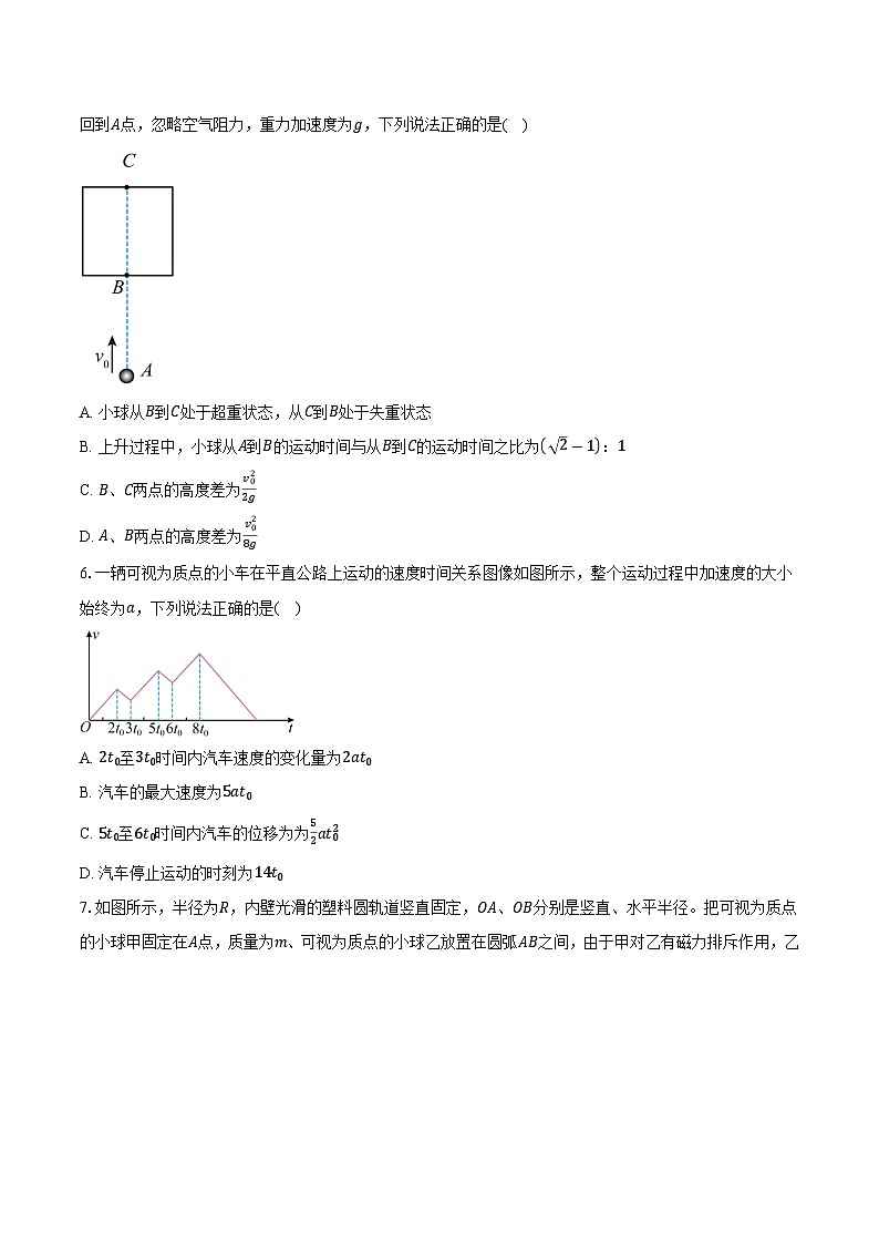 河南省南阳六校2024-2025学年高一（上）期末物理试卷-（含解析）第2页