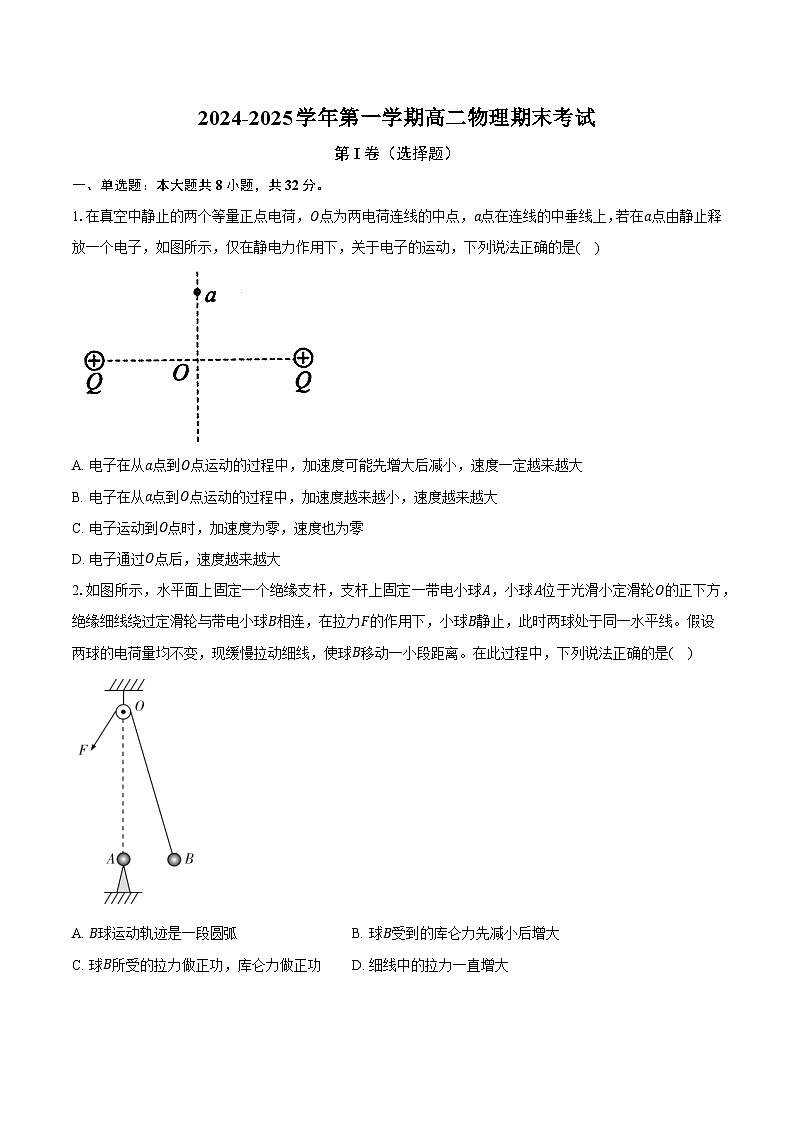 安徽省定远中学2024-2025学年第一学期高二物理期末考试第1页