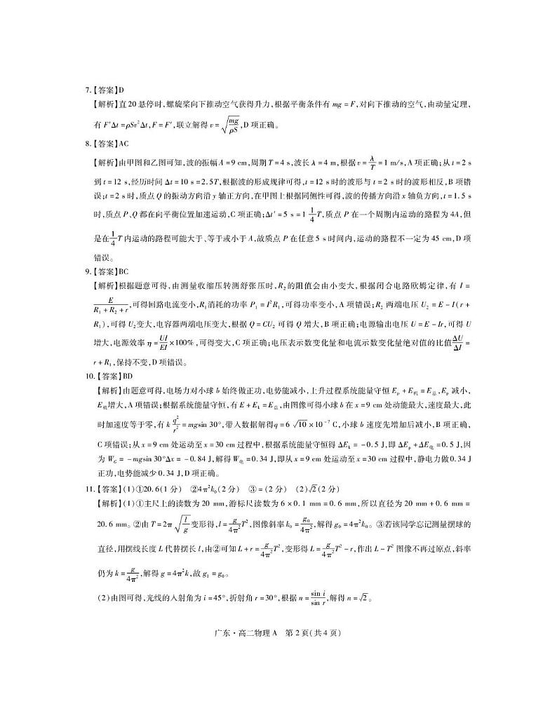 广东智慧上进2024-2025学年高二上学期1月期末物理答案第2页