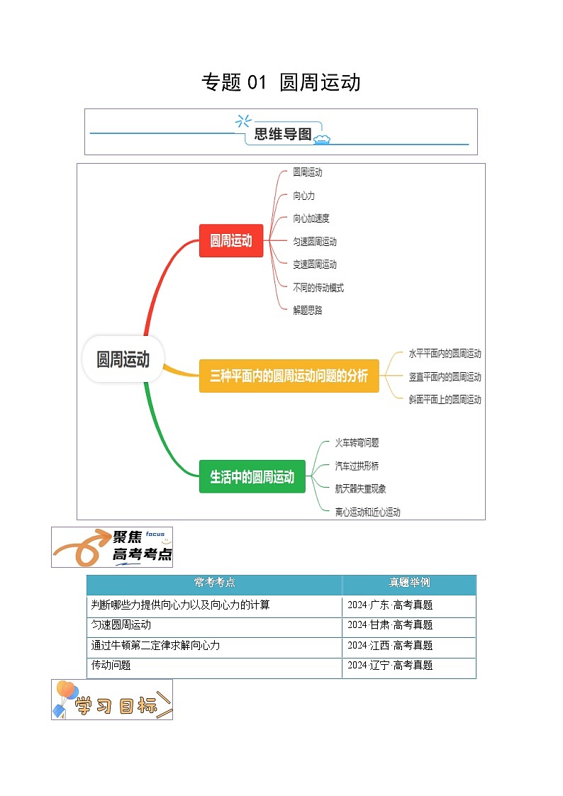 复习巩固01  圆周运动（原卷版）第1页