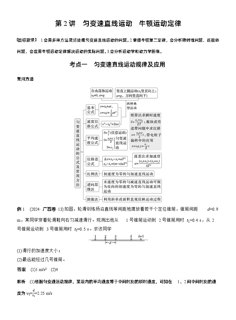 第一篇　专题一　第2讲　匀变速直线运动　牛顿运动定律 --2025年高考物理大二轮复习（教师版）第1页