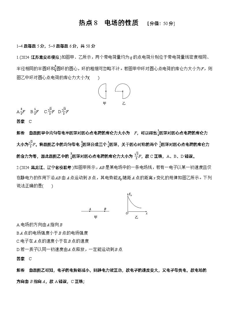 热点8　电场的性质 --2025年高考物理大二轮复习（考前特训教师版）第1页