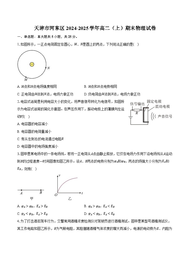 天津市河东区2024-2025学年高二（上）期末物理试卷第1页