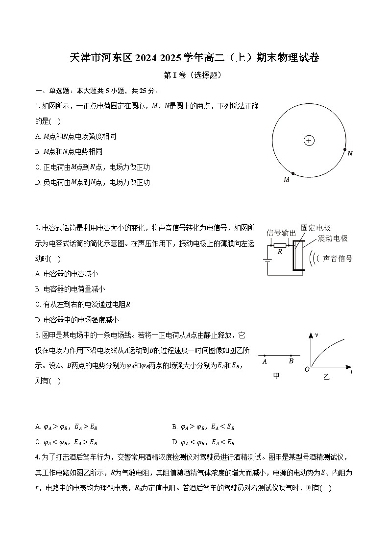 天津市河东区2024-2025学年高二（上）期末物理试卷第1页