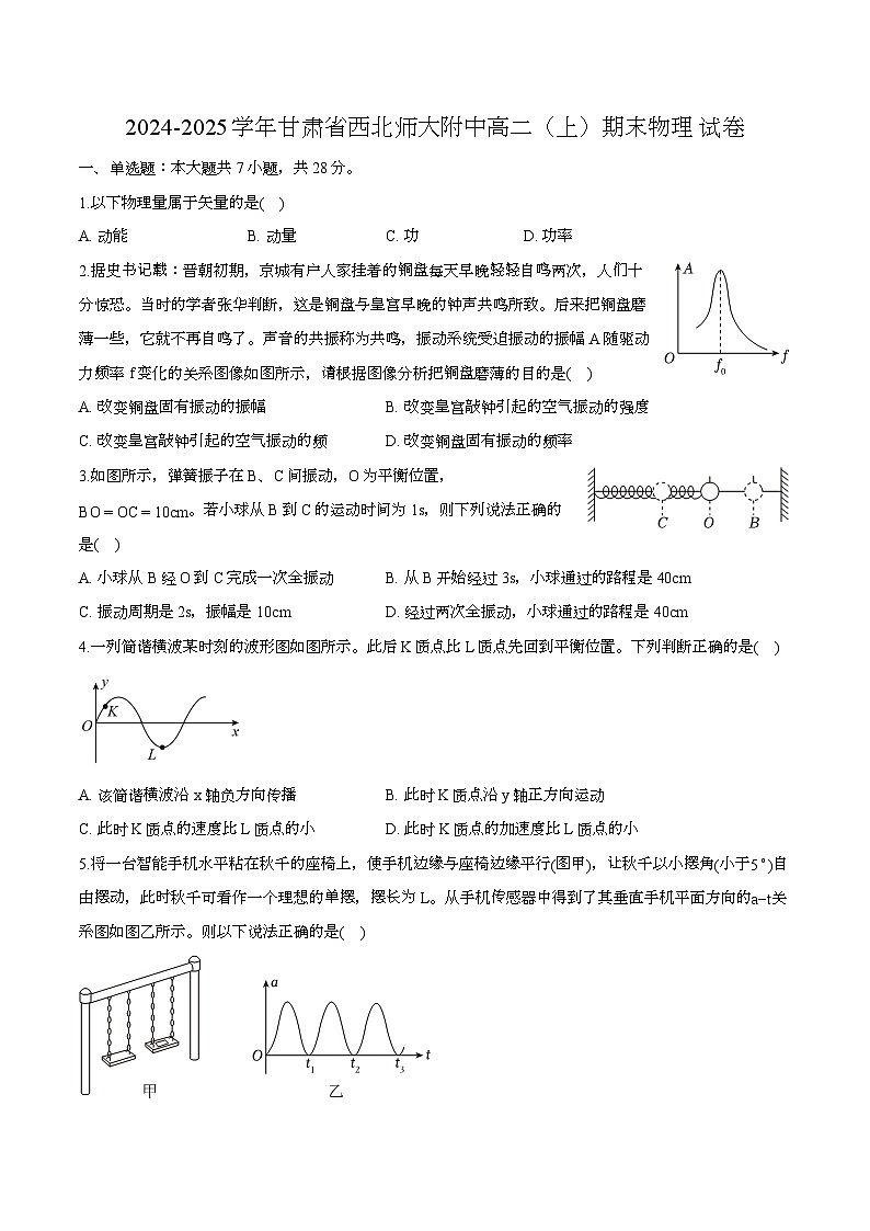 甘肃省西北师范大学附属中学2024-2025学年高二上学期期末考试 物理试题第1页