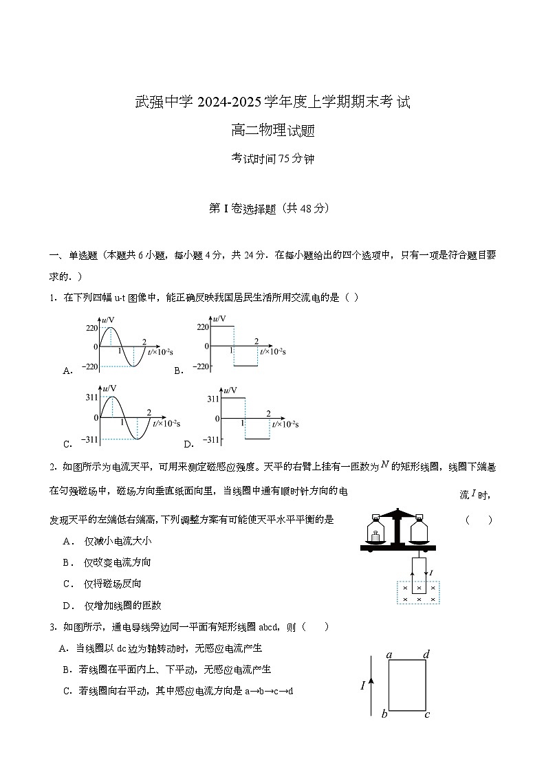 河北武强中学2024-2025学年高二上学期期末考试 物理试卷第1页