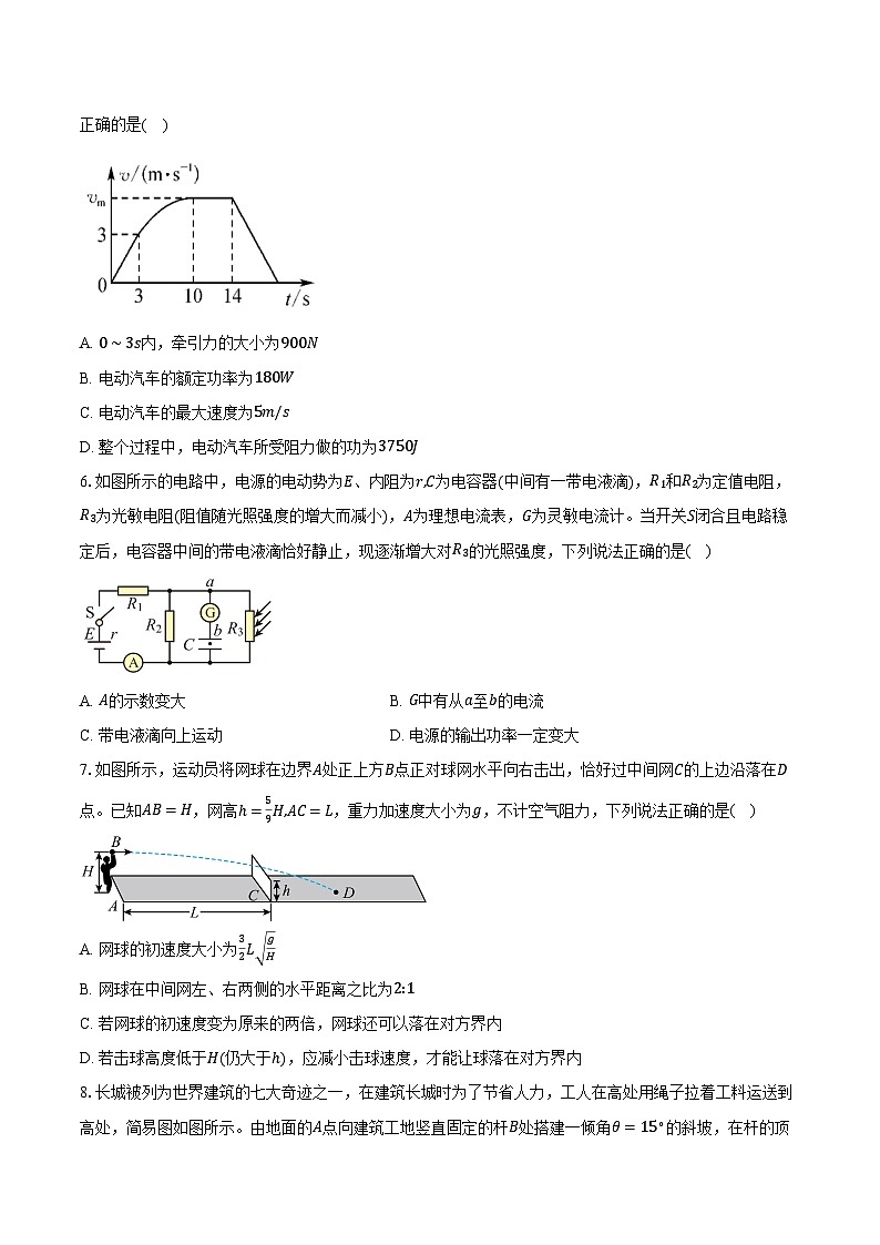 安徽省芜湖市安徽师范大学附属中学2024-2025学年高三（上）模拟考试物理试卷第3页