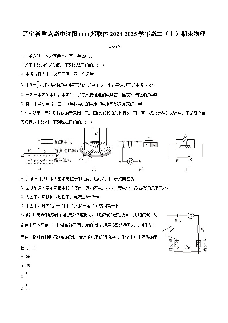 辽宁省重点高中沈阳市市郊联体2024-2025学年高二（上）期末物理试卷第1页