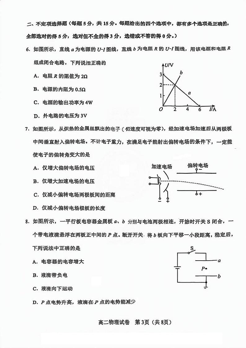 2025天津河东区高二上学期1月期末考试物理PDF版含答案第3页