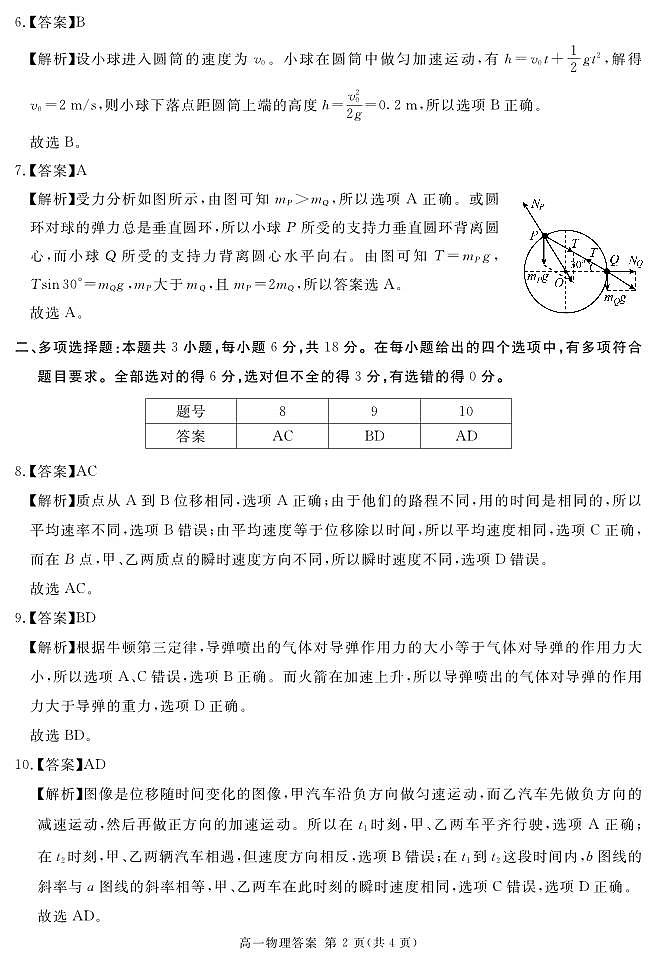 2027届地区期末物理答案第2页