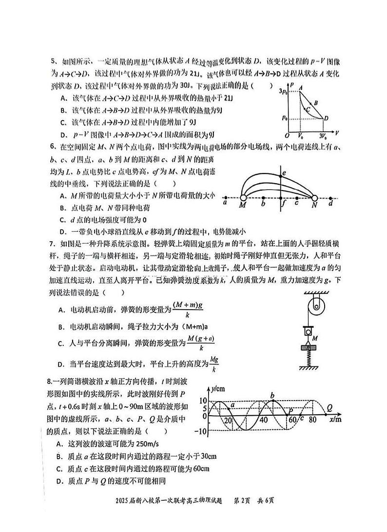 江西省新八校2025届高三高考模拟第一次联考-物理试卷+答案第2页