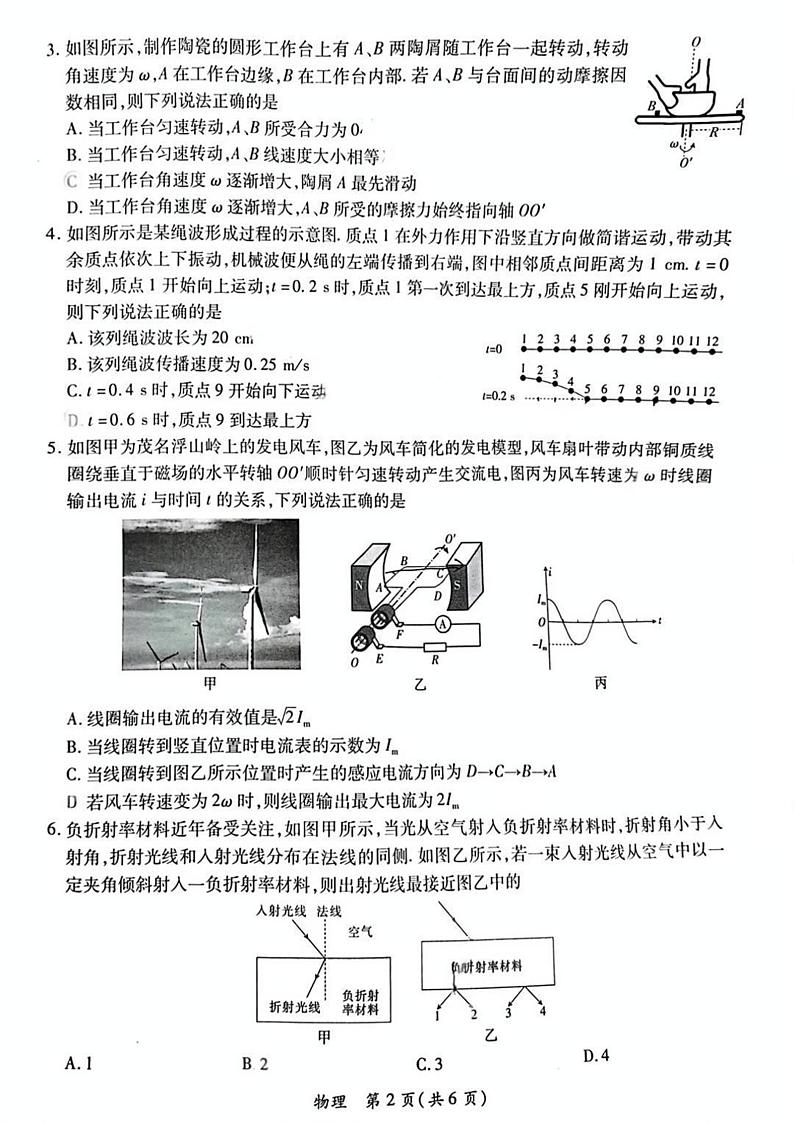 广东省茂名市2025届高三上学期第一次综合测试物理试卷（PDF版附答案）第2页