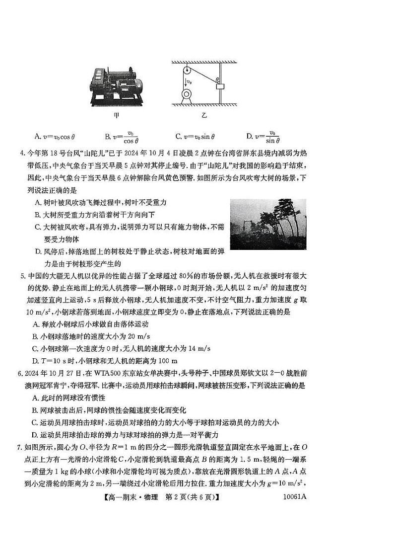 黑龙江省哈尔滨市六校2024-2025学年高一上学期期末联考试题 物理 PDF版含解析第2页