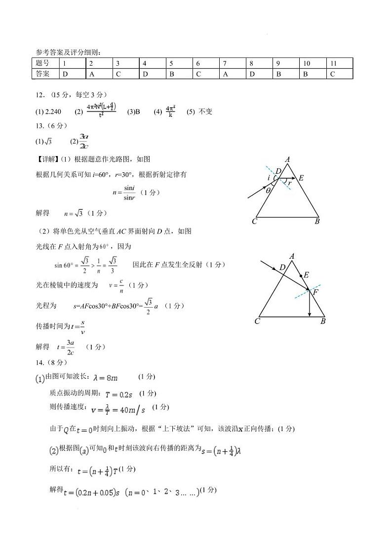 江苏南京金陵中学2024-2025学年高二上学期期末考试物理答案第1页