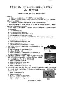 贵州省黔东南州2024-2025学年高一上学期期末文化水平测试物理试题