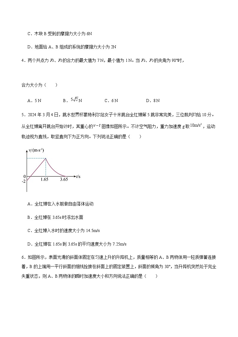 湖南省长沙市重点高中2024-2025学年高一上学期12月月考物理试卷含答案第2页