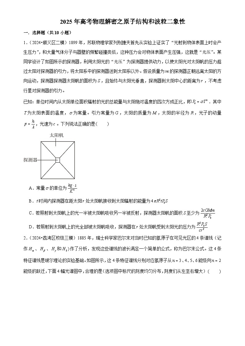 2025年高考物理解密之考点专题训练20原子结构和波粒二象性（Word版附解析）第1页