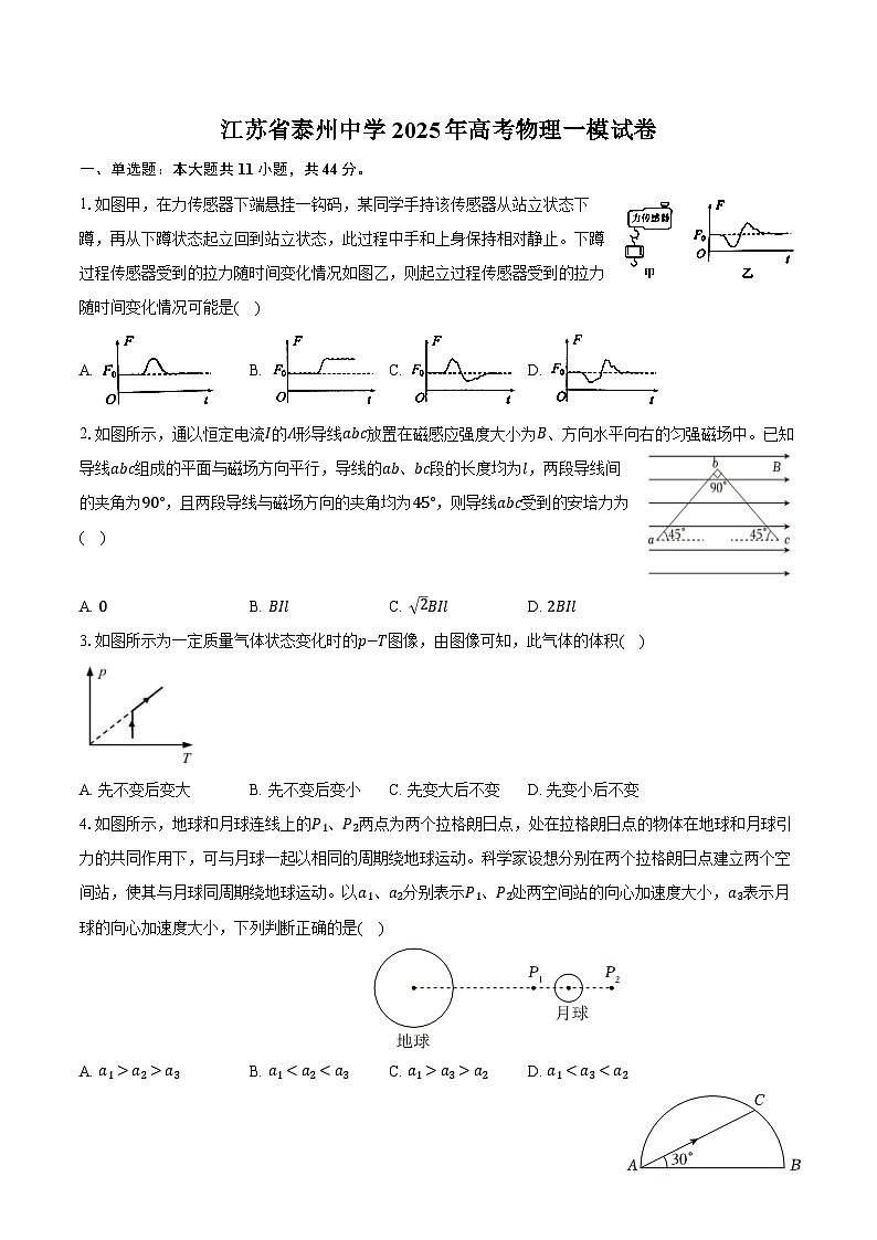 江苏省泰州中学2025年高考物理一模试卷第1页