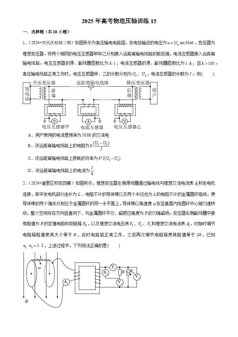 2025年高考物理压轴训练15（Word版附解析）第1页