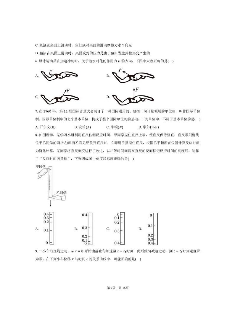 2024～2025学年上海市闵行区高一上期末物理试卷(含解析)第2页