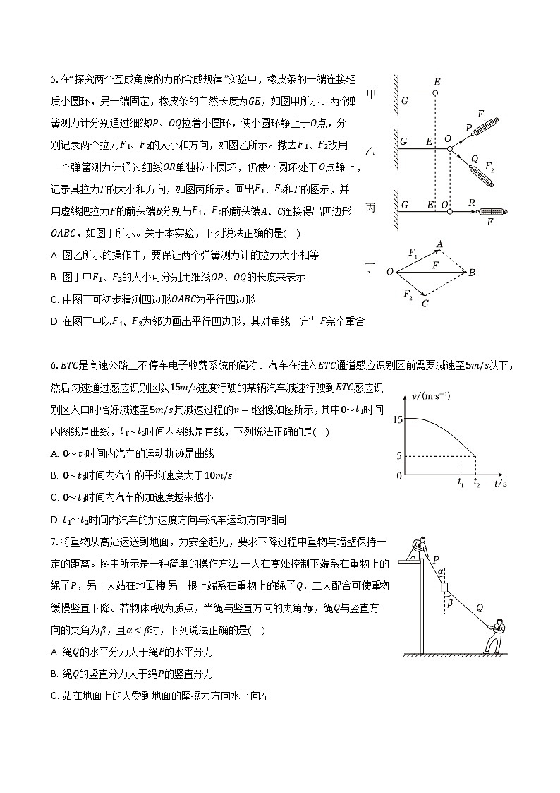 北京市海淀区2024-2025学年高一（上）期末物理试卷第2页