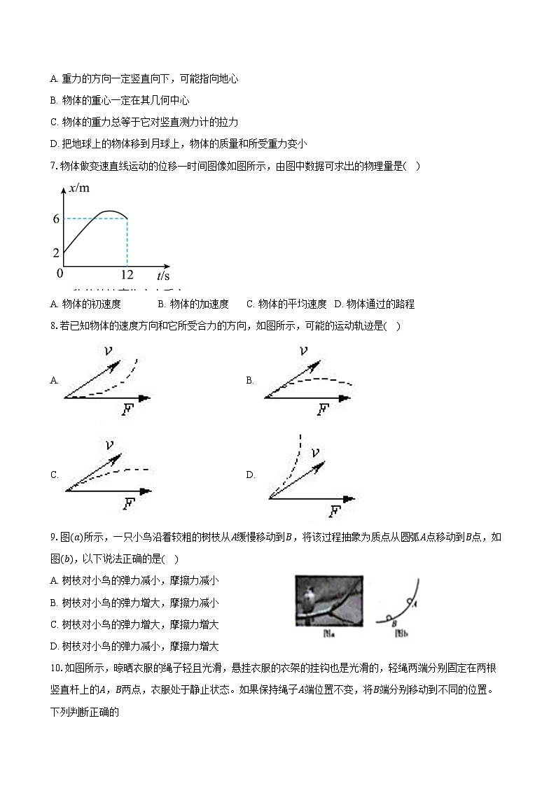 2024-2025学年江苏省宿迁市泗洪中学高一（上）质量检测物理试卷（含答案）第2页