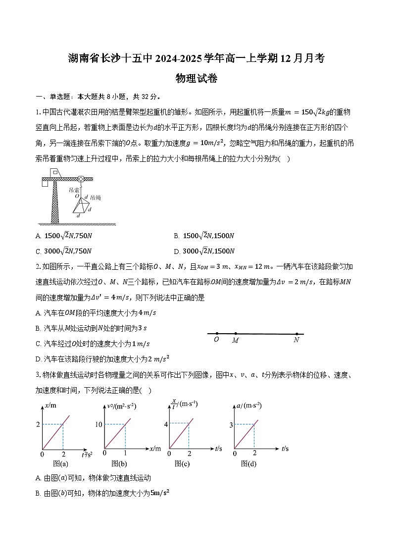 湖南省长沙十五中2024-2025学年高一上学期12月月考物理试卷（含解析）第1页