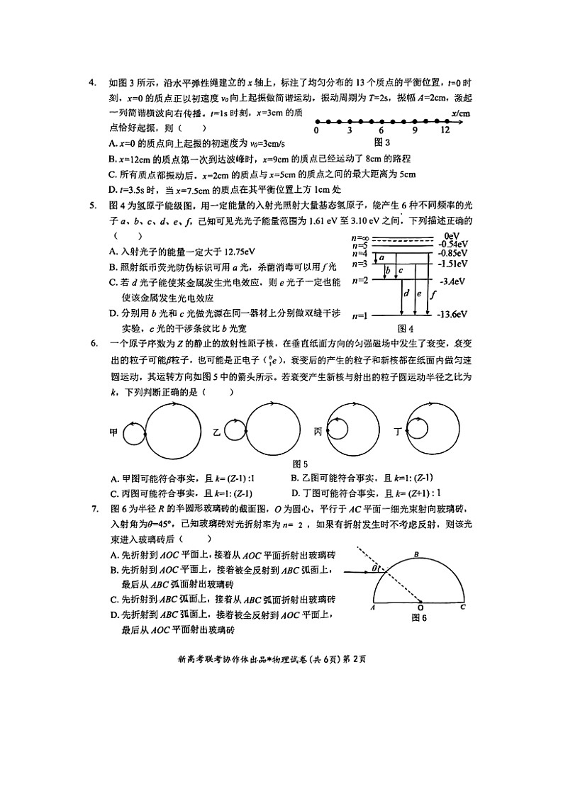 湖北省部分名校2024-2025学年高三上学期1月期末（图片版）物理试卷第2页
