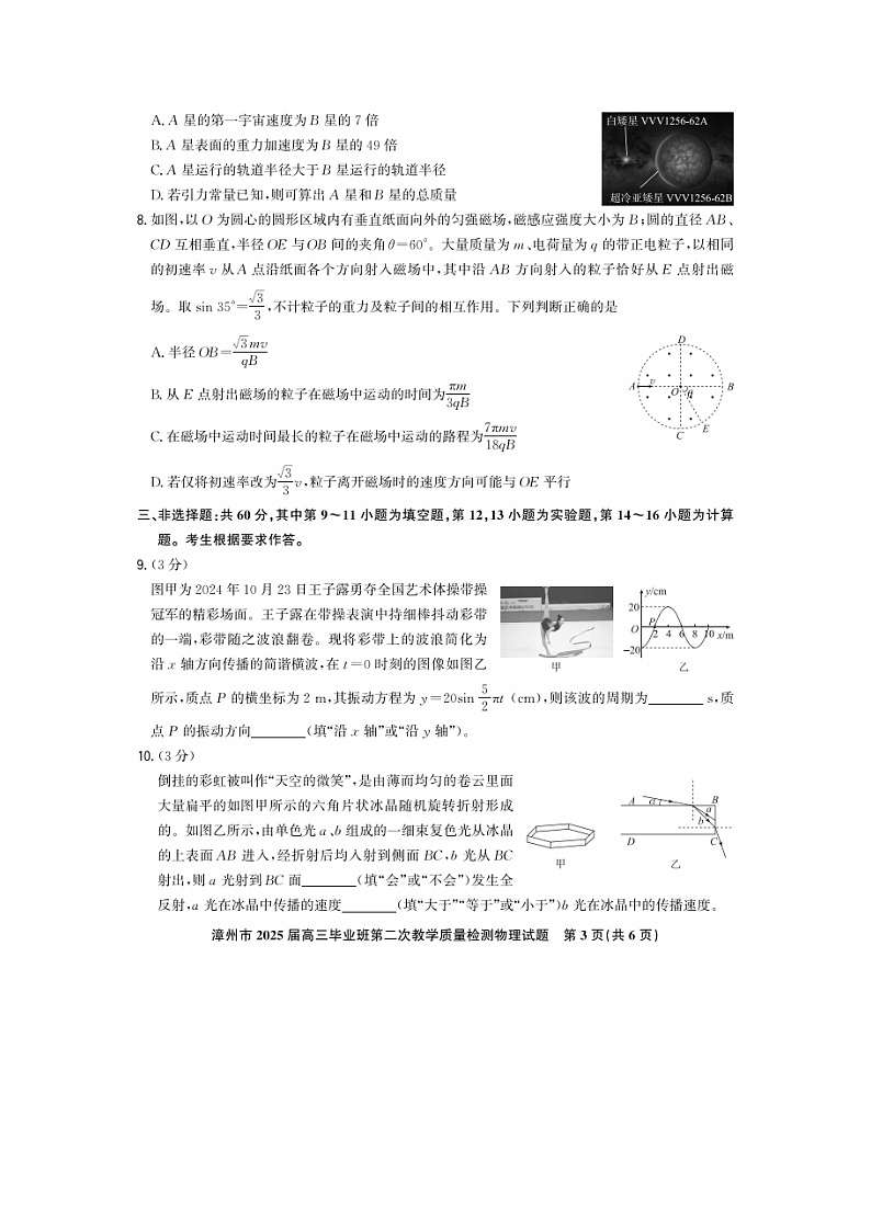 福建省漳州市2024-2025学年高三上学期毕业班第二次教学质量检测（期末）（图片版）物理试卷第3页