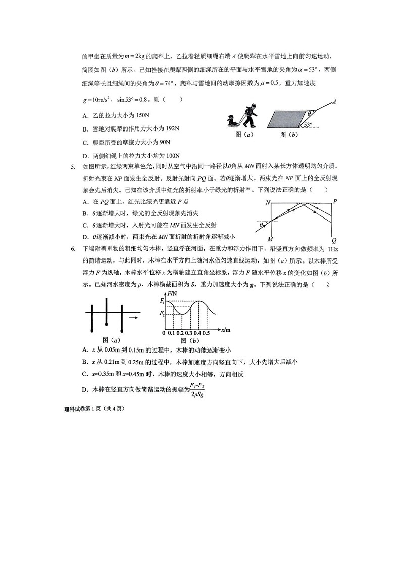 吉林省长春市东北师范大学附属中学等五校2024-2025学年高三上学期期末考试（图片版）物理试卷第2页