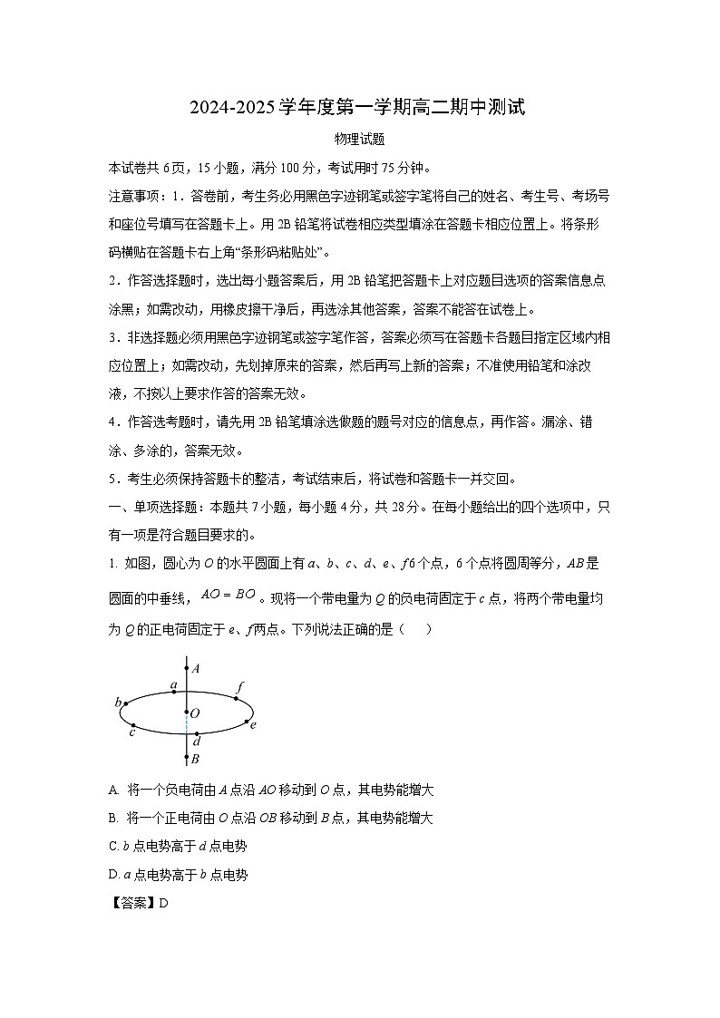 广东省阳江市高新区2024-2025学年高二上学期11月期中物理试卷（解析版）第1页