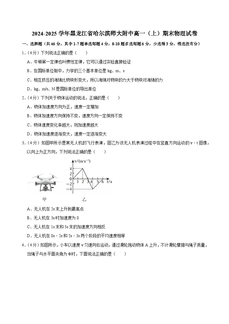 2024-2025学年黑龙江省哈尔滨师大附中高一（上）期末物理试卷第1页