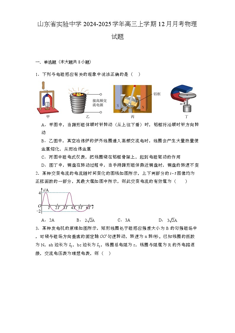 山东省实验中学2024-2025学年高三上学期12月月考 物理试题第1页