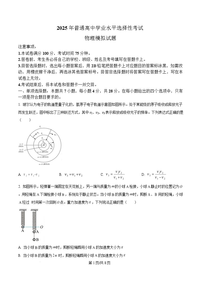 河北省邯郸市多校2024-2025学年高三上学期1月期末考试物理试题无答案第1页