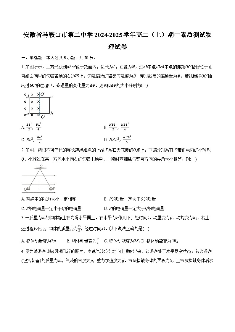 安徽省马鞍山市第二中学2024-2025学年高二（上）期中素质测试物理试卷(含解析)第1页