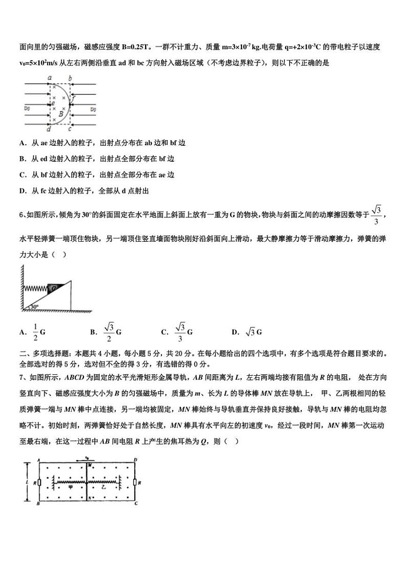 2025届安徽池州市青阳县第一中学高三二诊模拟考试物理试卷(含解析)第2页