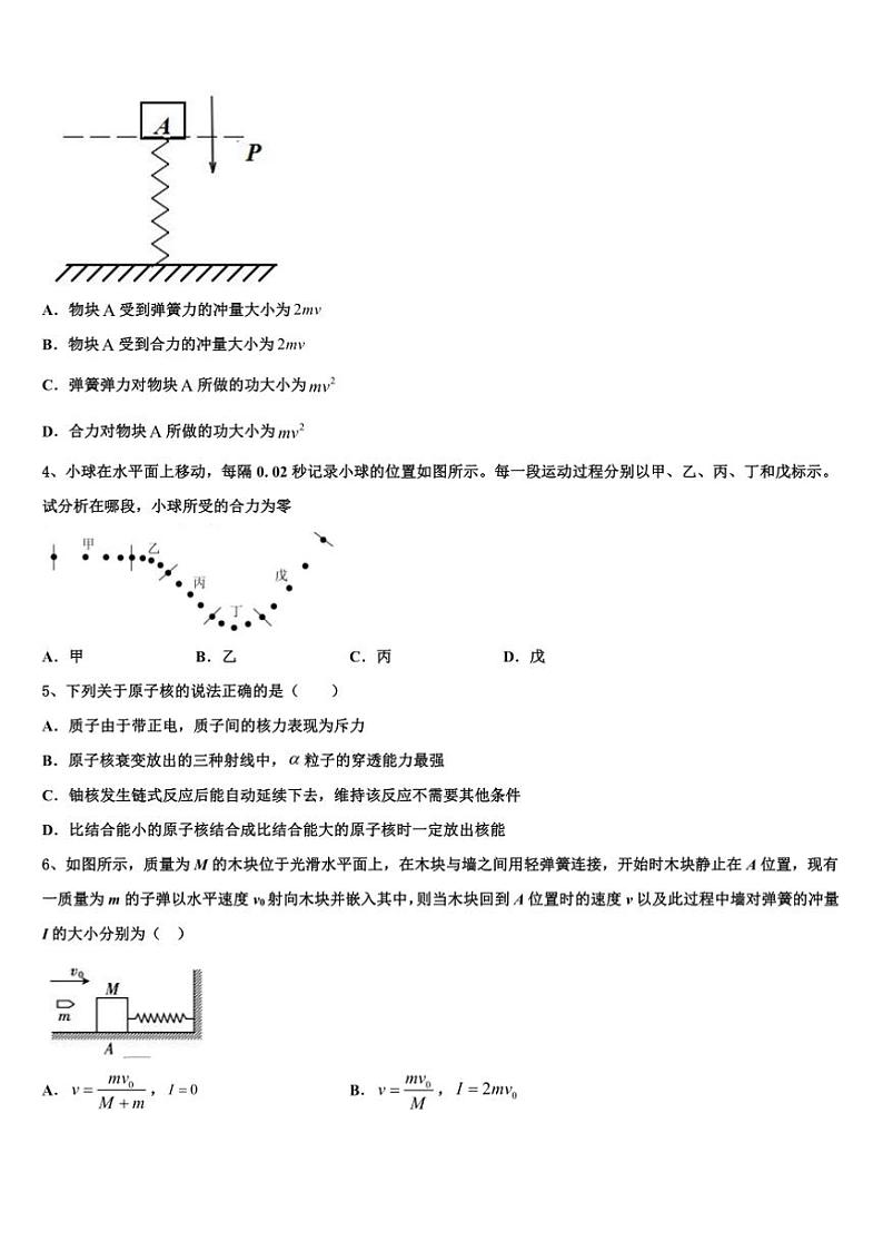 2025届安徽滁州市来安县水口中学高三下[高考]一模考试物理试卷(含解析)第2页