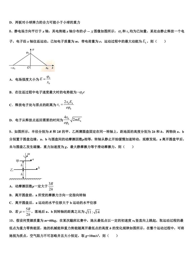 2025届安徽淮南市凤台一中高三(六)模拟考试物理试卷(含解析)第3页