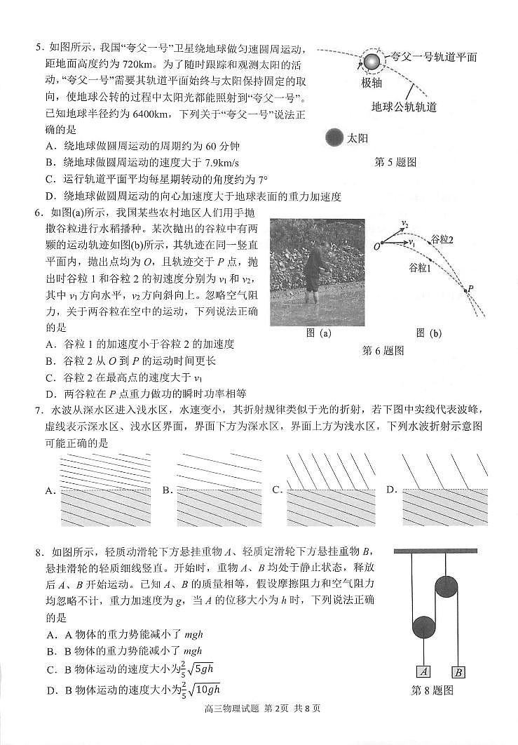 物理-2025年2月浙江G12名校协作体高三下学期返校考试题第2页