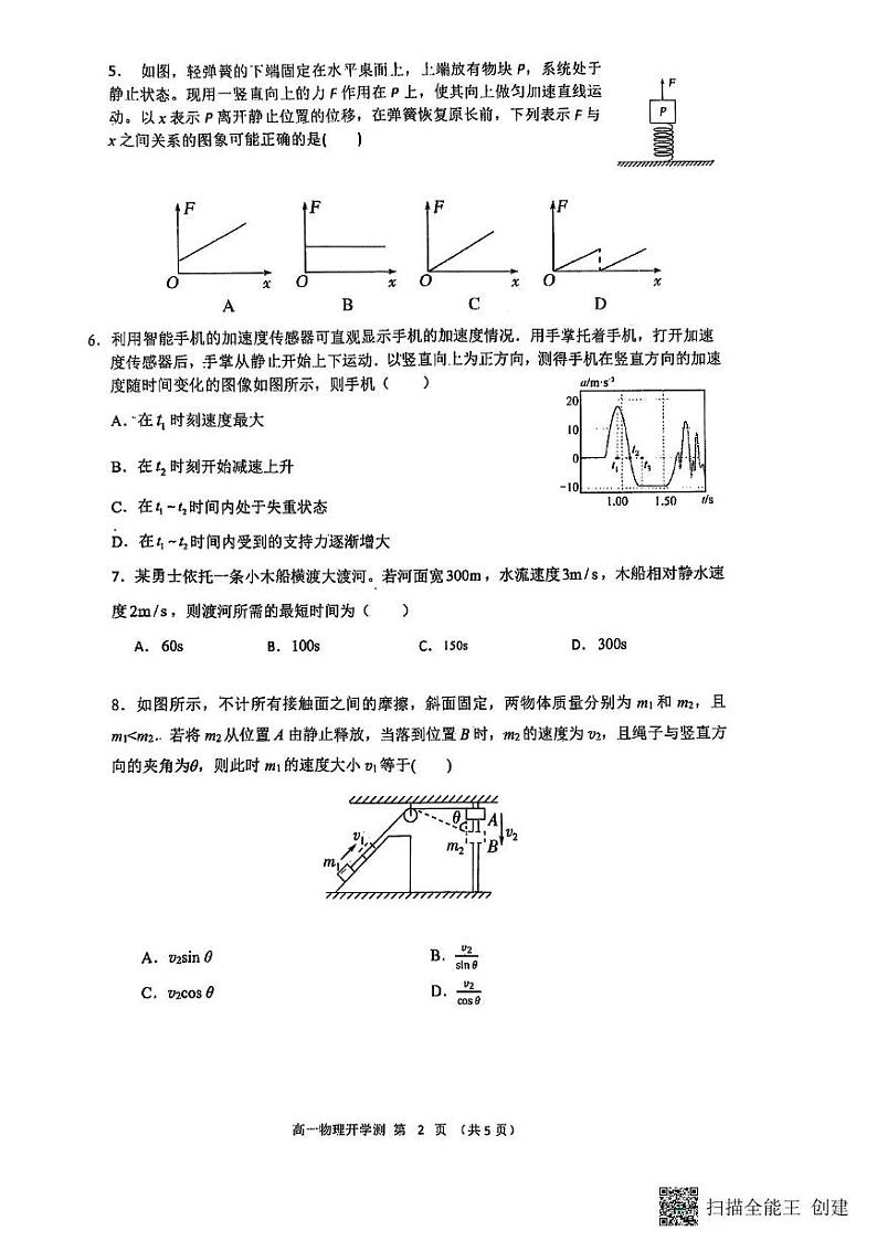 广东省佛山市南海区石门中学2024-2025学年高一下学期开学物理试题第2页