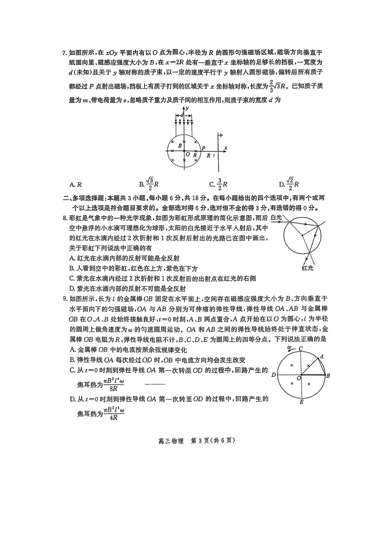 2024-2025学年河北省沧衡名校联盟高三上学期期末质量检测（图片版）(3)物理试卷第3页