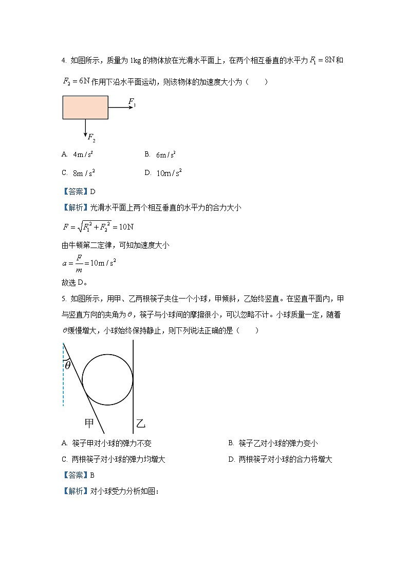2024-2025学年黑龙江省部分学校高一上学期12月阶段性考试物理试卷（解析版）第3页