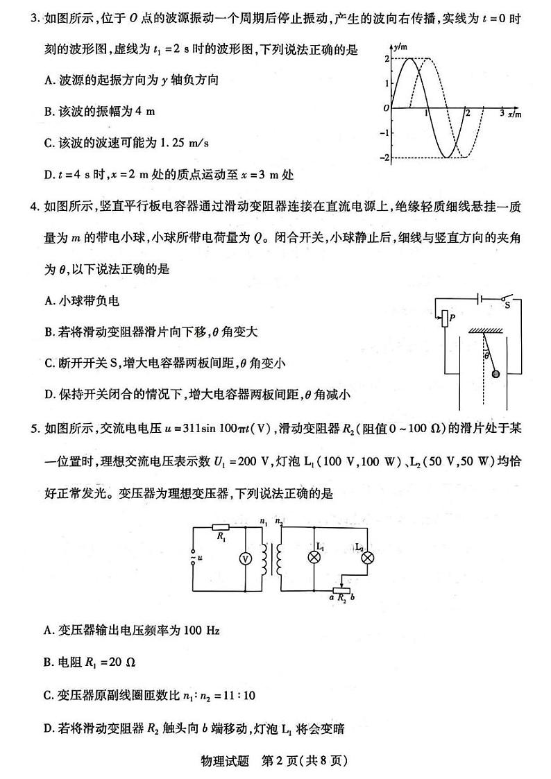 物理丨四省联考（陕晋青宁）天一大联考2025届高三下学期2月第一次大联考物理试卷及答案第2页