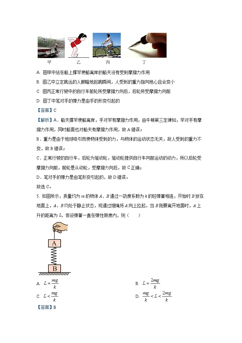 山东省枣庄市市中区2024-2025学年高一上学期期末阶段性质量监测物理试卷（解析版）第3页