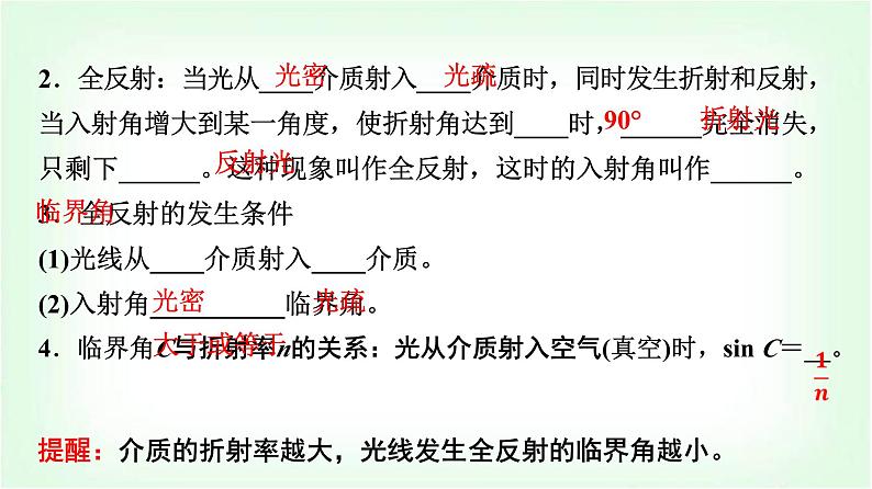 人教版高中物理选择性必修第一册第四章2全反射课件第5页